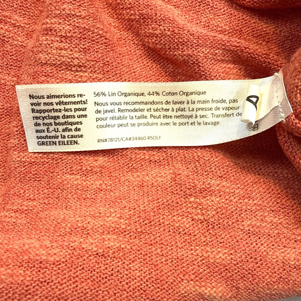 Eileen Fisher Organic Linen Cotton Pink Orange Lightweight Sweater S Guava - Picture 9 of 11